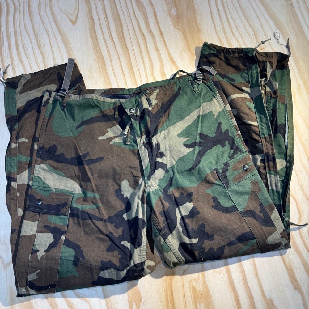 US Military Men's Vintage Woodland Camo Chemical Protective Cargo Pants Size M